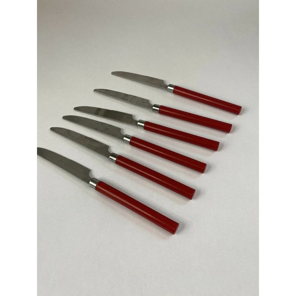 Totally Today RED Plastic Handle Stainless Flatware - Six pieces Butter Knifers